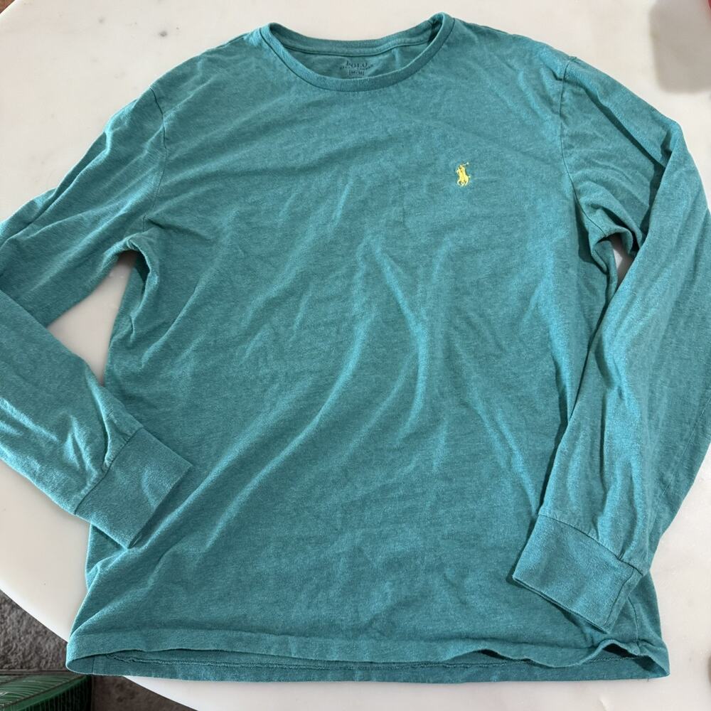 Polo Ralph Lauren Long Sleeve T-Shirt Mens L Teal Crewneck Pony Logo Cotton